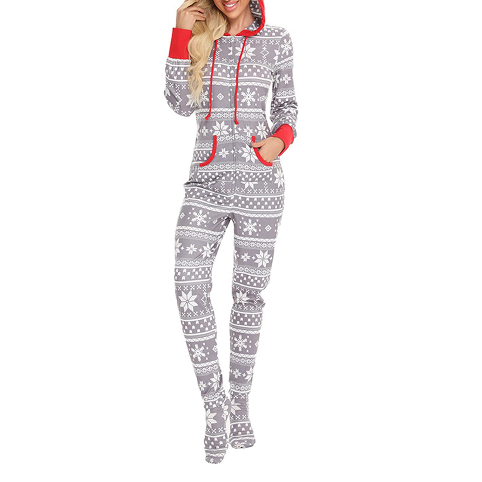 Pantalon De Pyjama pour Femmes Doux Femmes Polaire Pieds Couverts à Capuche Une pièce Pyjamas Costume Doux Chaud vêtements de Nuit Pyjamas Combinaison Pyjamas Ensembles De Pantalons pour Femmes