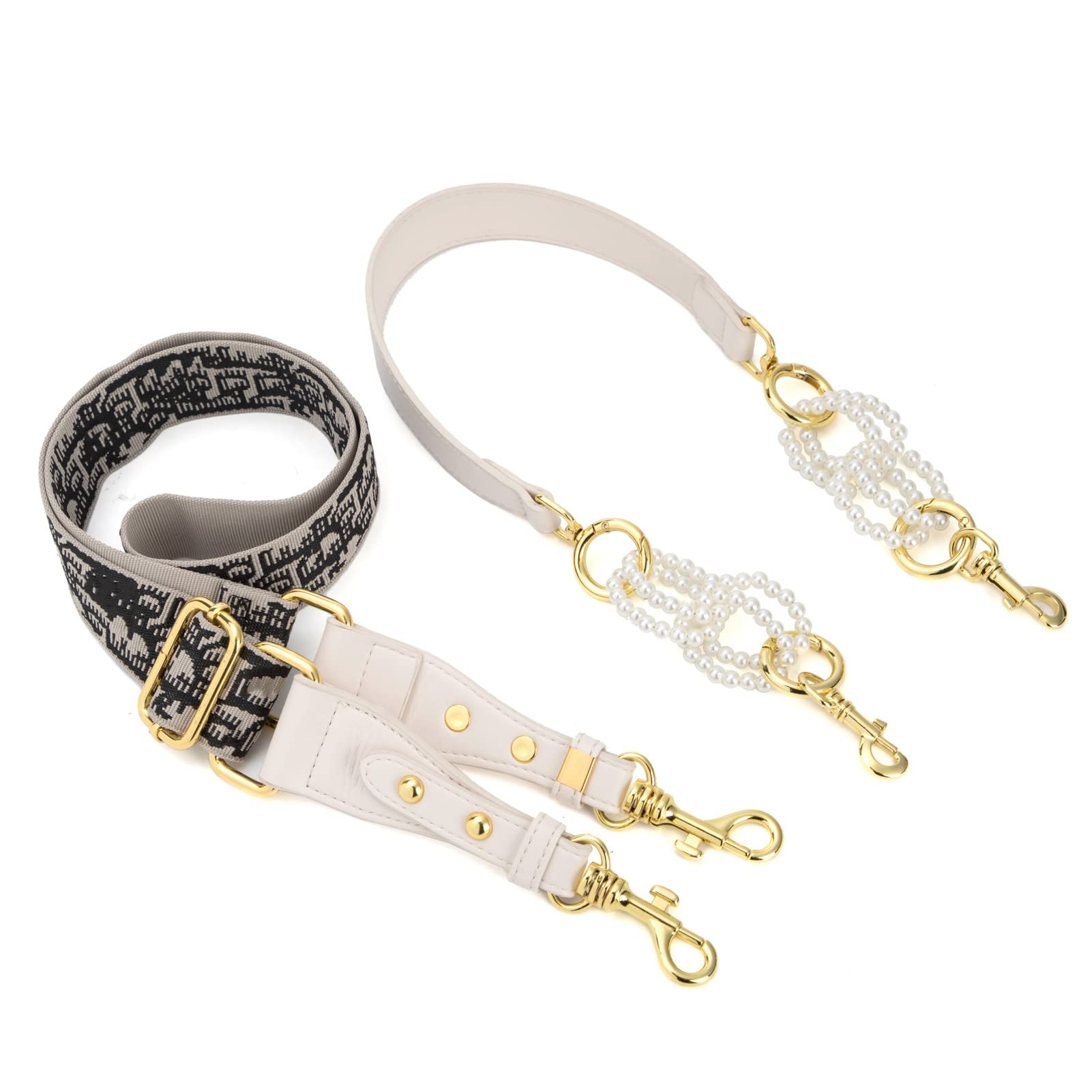SweetovoWide Shoulder Purse Strap 2 Replacement Straps Crossbody Handbag Adjustable Strap, White