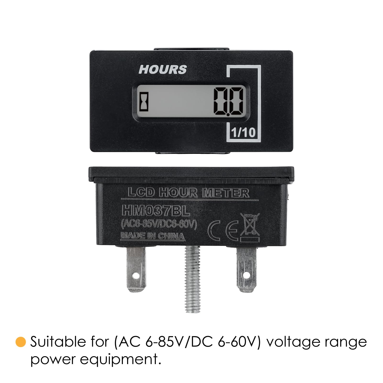 Jayron Contaore (AC 6-85V/DC 6-60V) Snap-in,Impermeabile,per Tosaerba,Generatore Club Car Golf ATV e per la Maggior Parte dei Dispositivi a Motore (JR-HM037BL)