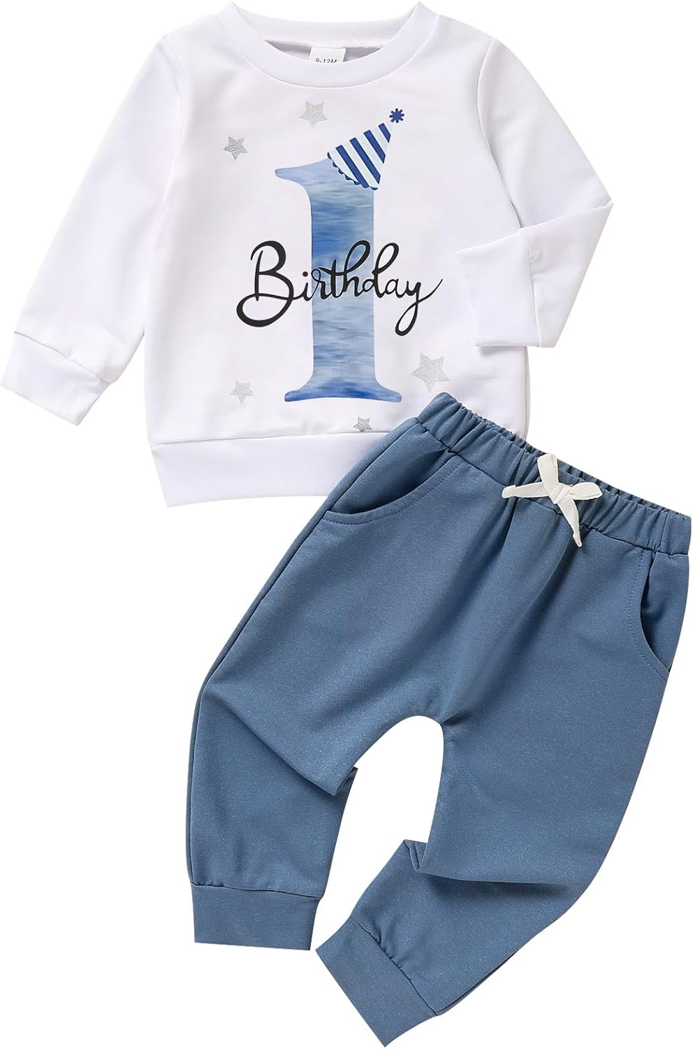 ZOELNIC 1st Birthday Clothes Outfit Boy Baby One Year Old Birthday Outfit Long Sleeve Shirt Pants Fall Winter Outfit Clothes