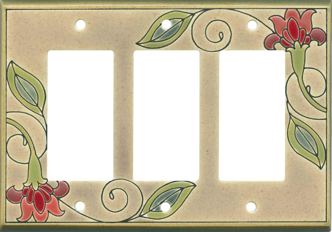 Jacobean Flower Ceramic - Combination 1 Toggle/Outlet Cover Plates