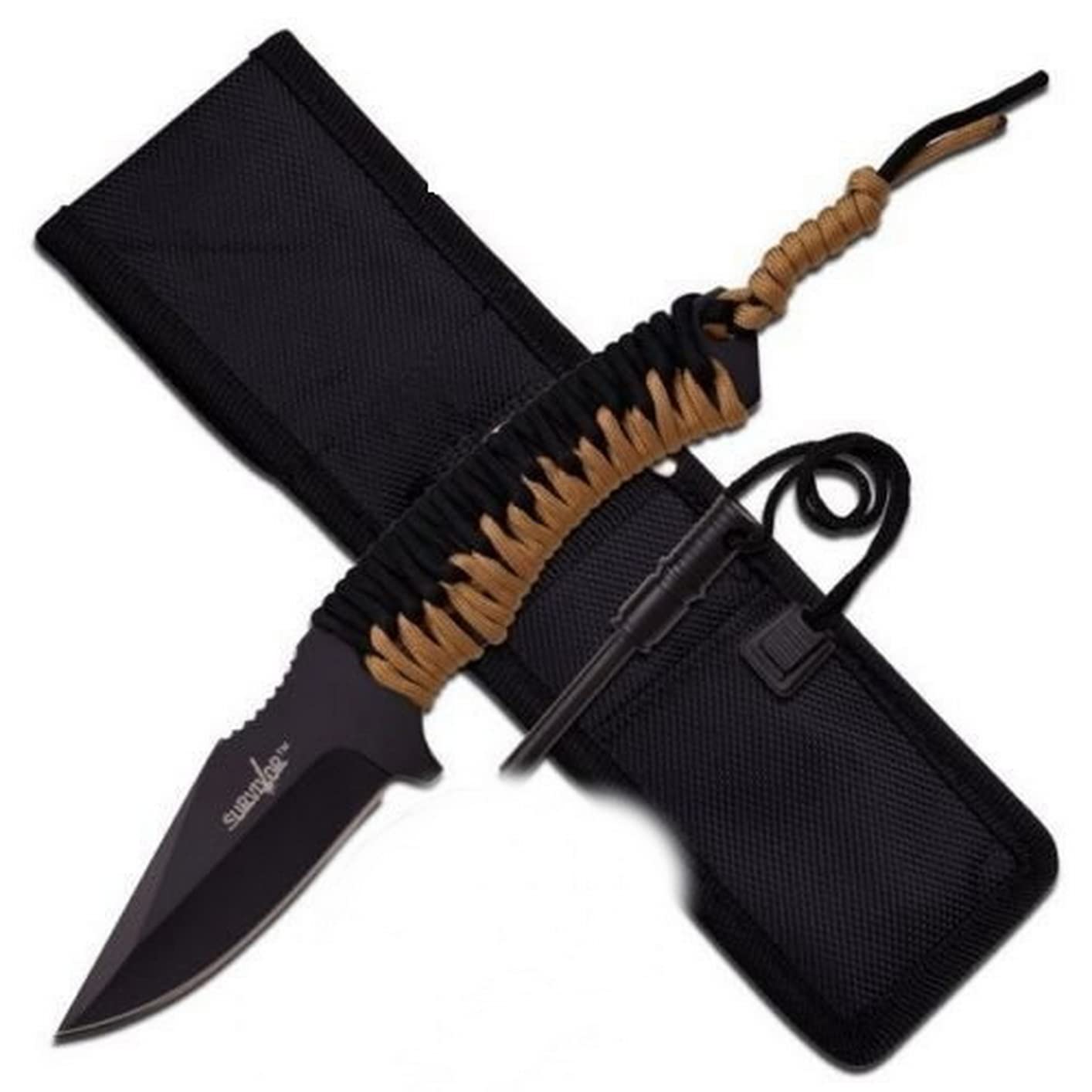 TACTICAL COMBAT FULL TANG Survival HUNTING KNIFE Fixed Blade Fire Starter