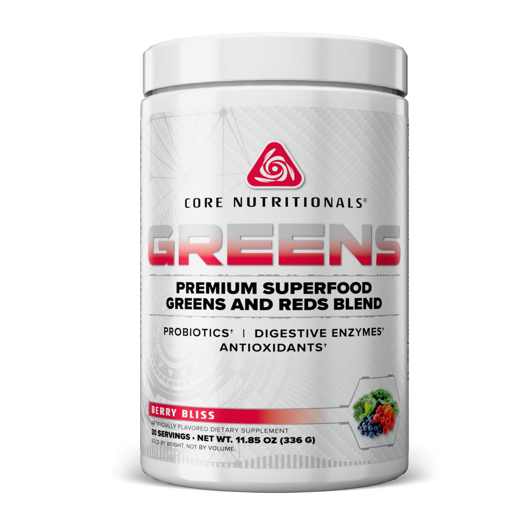 Core Nutritionals Greens, Digestive Support, Berry Bliss, 30 Servings Berry 11.85 Ounce (Pack of 1)