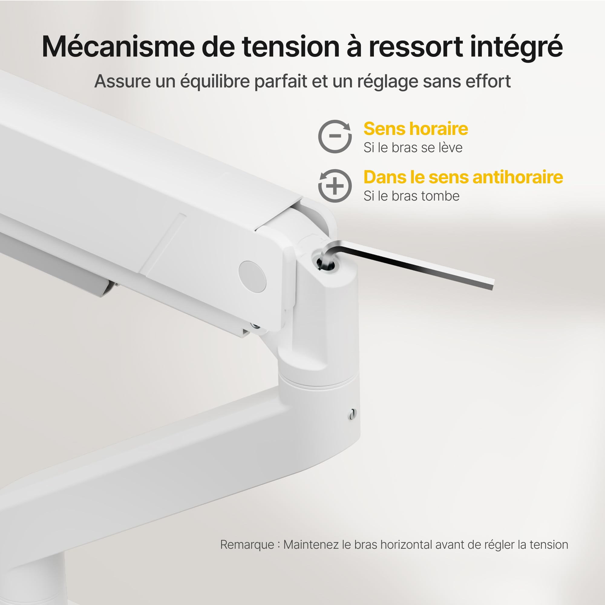 monTEK Bras Ecran PC Blanc pour Écran 17-45" jusqu'à 16kg, VESA 75/100mm