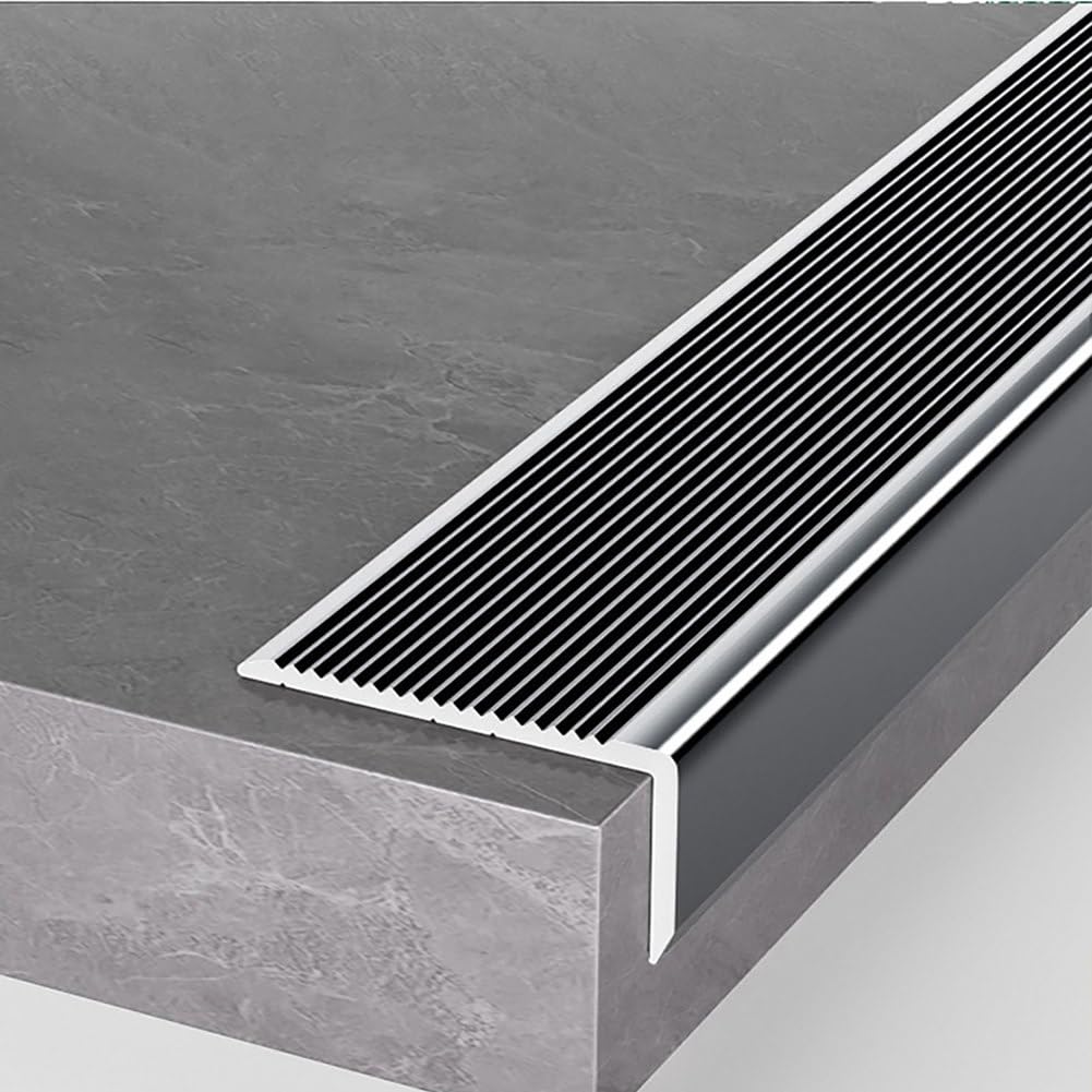 COYOUCO 5 Uds Perfiles Escalón Aluminio Antideslizante 90cm 6x4cm – Protector Borde Peldaño Forma L Tiras Seguridad Escaleras Interior Exterior,Gris