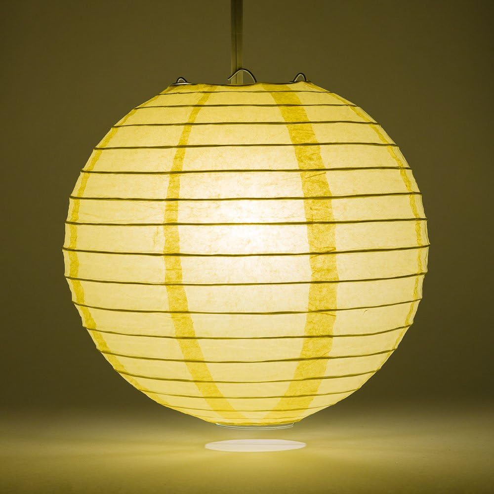 Luna Bazaar Premium Decorative Paper Lantern - (Single, 10-Inch, Lemonade Yellow, Even Ribbing) Round Paper Lantern - Ideal Wedding and Party Decor or Home Accent, Lighting Optional
