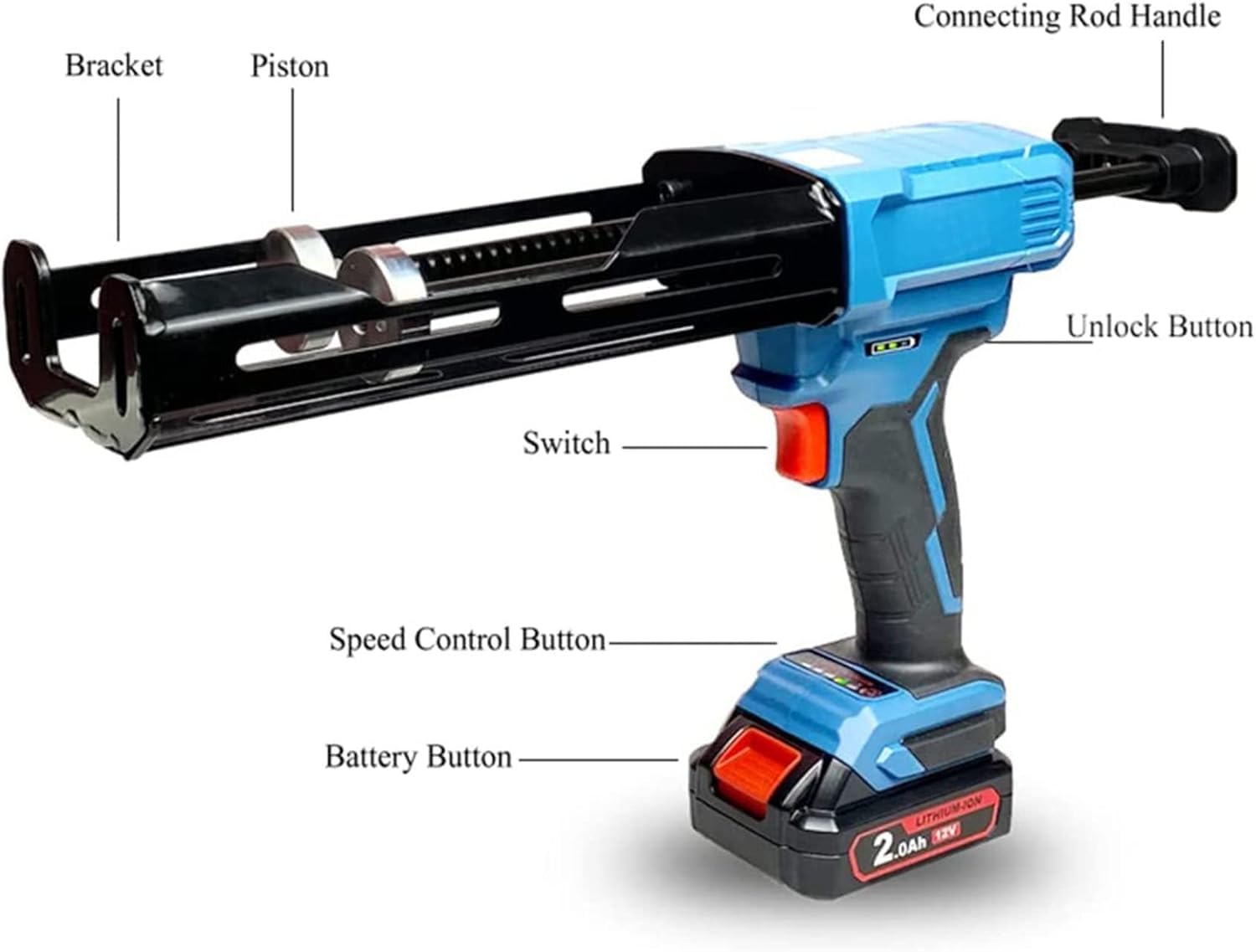 Pistola de Masilla Eléctrica 12V Sin Cable, Aplicador de Epoxi Doble Cartucho con Sistema de Doble Varilla y Control de 5 Velocidades Ajustable para Sellado Profesional de Ventanas, Puertas y Bañeras