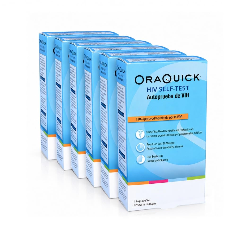 OraQuick HIV Self-Test, Oral Fluid, HIV Test kit at Home, 20 min Test, 6 Ct