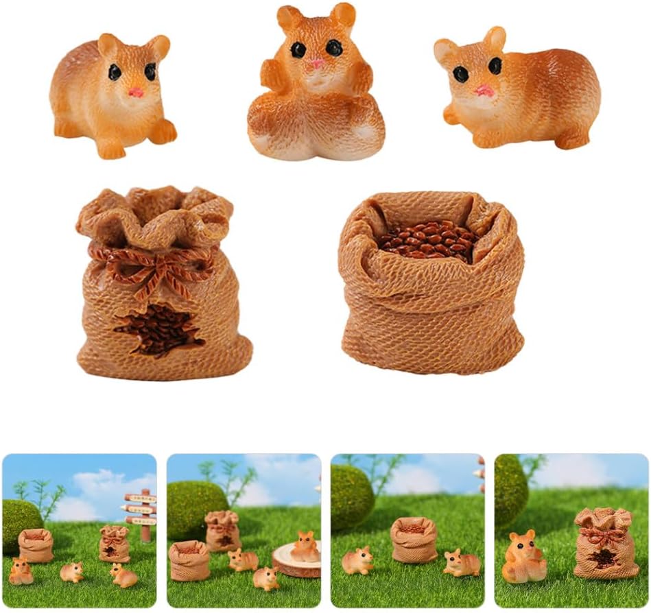 SUPVOX Mini Rat Figurine Set, 5 Resin Mouse Ornaments for Bonsai and Garden Decor, Realistic Mouse Miniatures for Birthday Cake Decoration and Planter Accents