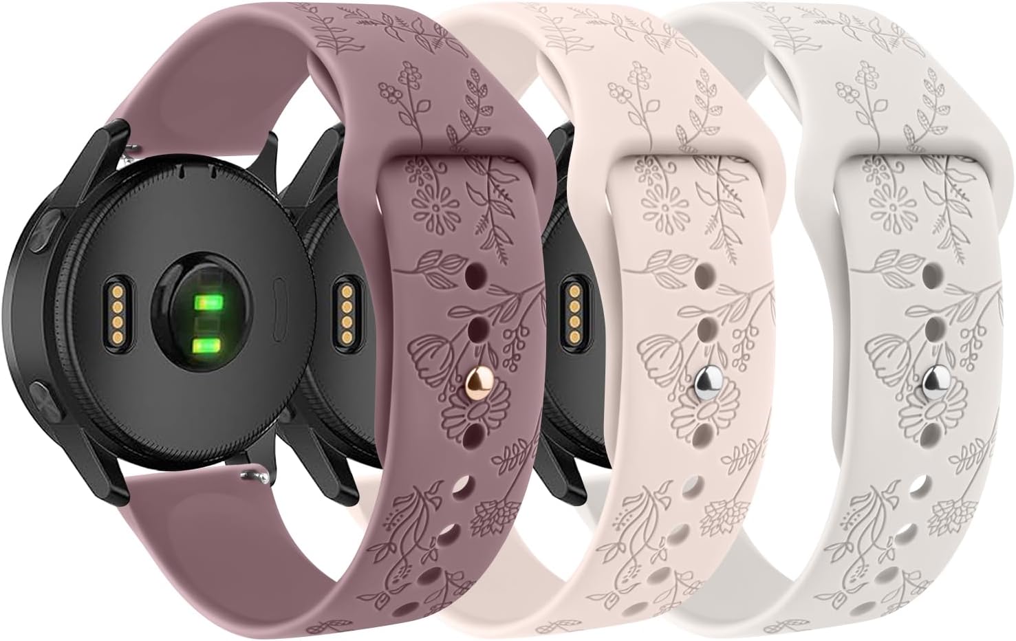 Floral Engraved Bands for Garmin Vivoactive 6/5/3/3 Music Watch Bands