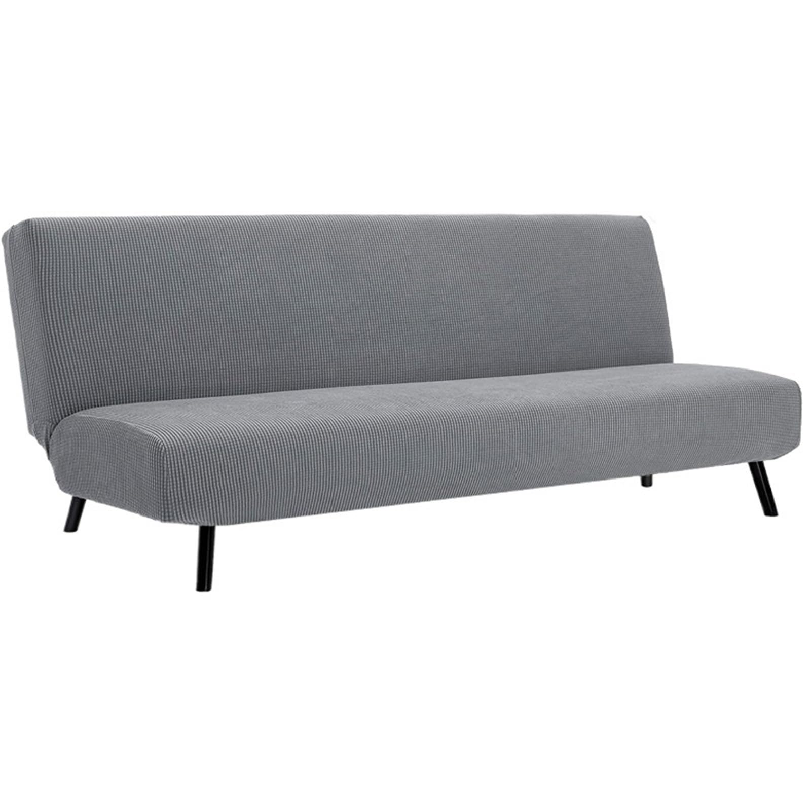 GCYEIDMA Armless Sofa Slipcover Armless Sofa Bed Slipcover Couch Cover Without Armrests Stretch Folding Futon Elastic Removable(Grey,S 120-155cm)