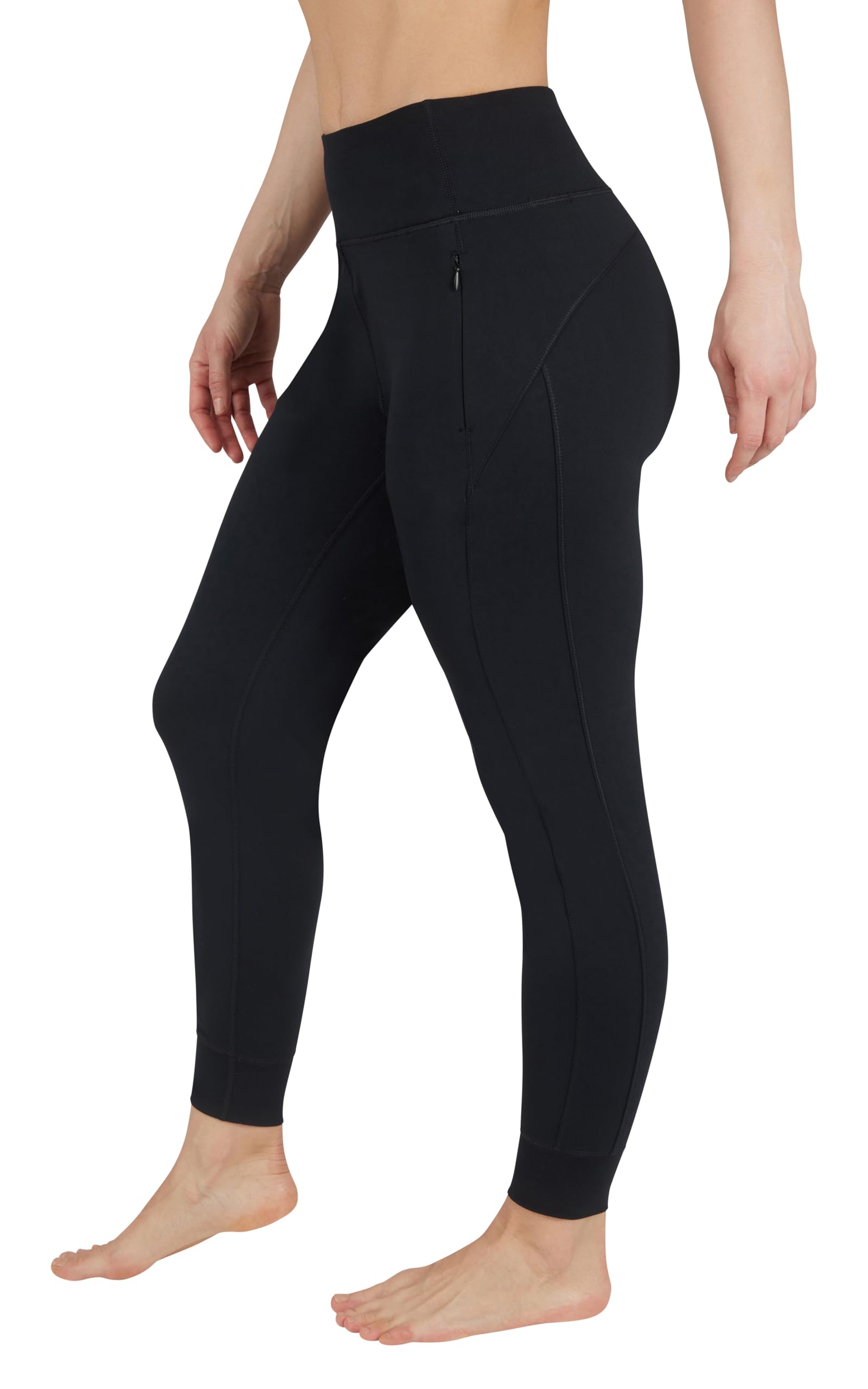 90 Degree By Reflex Womens Jogger Athletic High Waisted Running Sweatpants Workout Pant with Zippered Pockets - Black - Medium