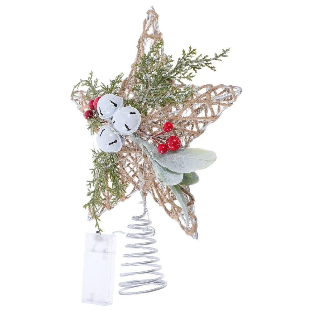 JKAPCYJFHF Puntale per albero di Natale a forma di stella con luci o Ment decorativo