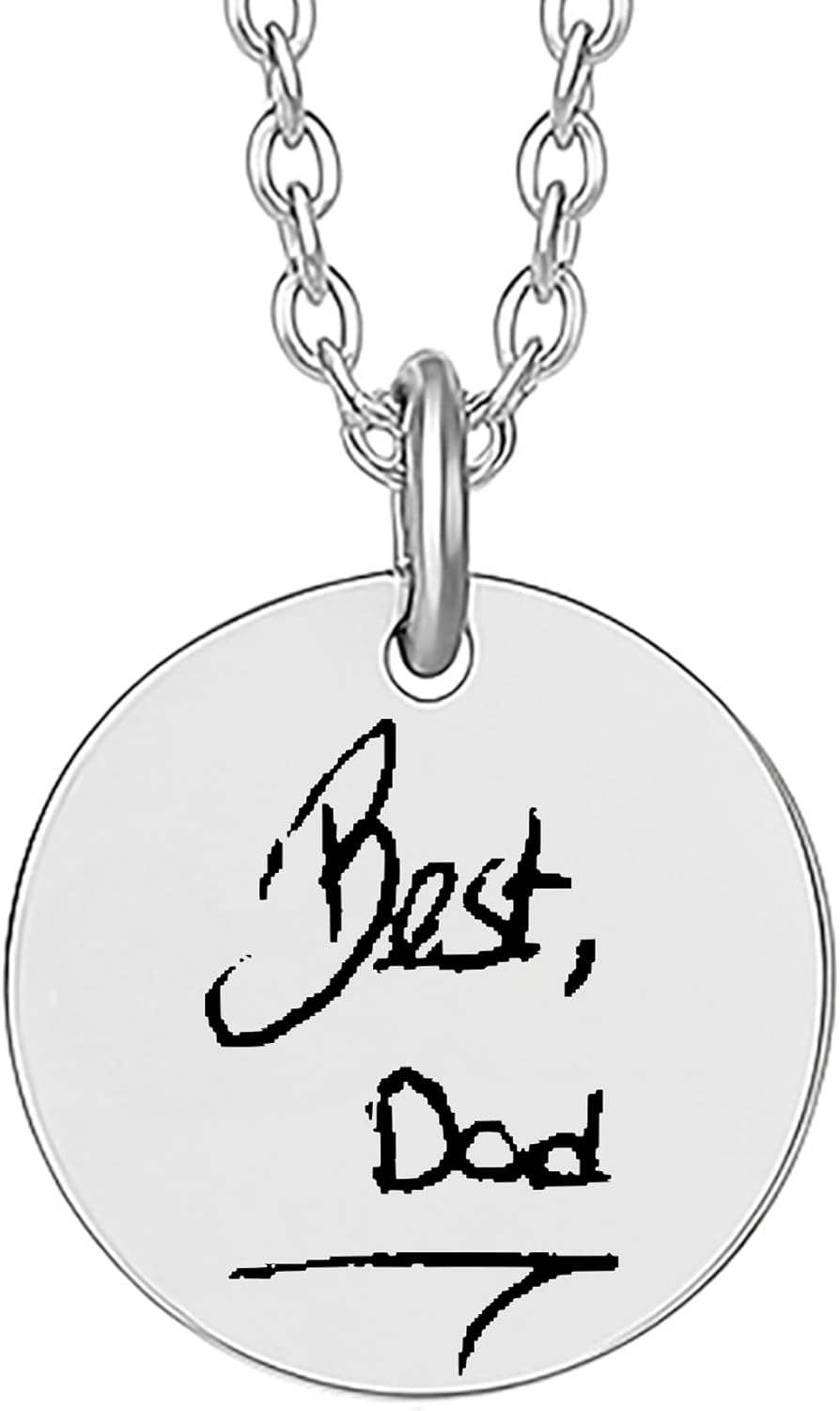 Handwriting Necklace with Engraved Message – Personalized Signature or Handwritten Note Jewelry – Memorial Keepsake Necklace, Mother’s Day, Christmas or Sympathy Gift for Mom, Grandma or Loved One