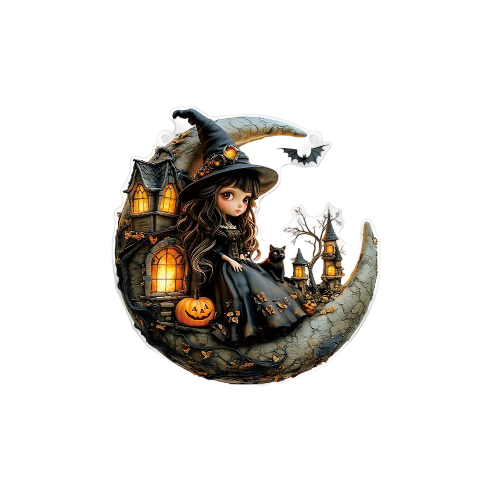 Halloween Acrylic Hanging Ornament Witch Broom Hanging Decoration For Door Wall Window Halloween Party Centerpieces Acrylic Witch Broom Ornament