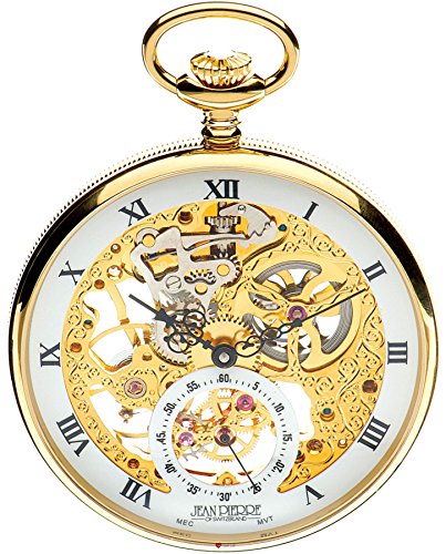 I Luv Ltd Open Face Skeleton Pocket Watch 17 Jewelled Mechanical Gold Plated Case - Luxury #TOP19