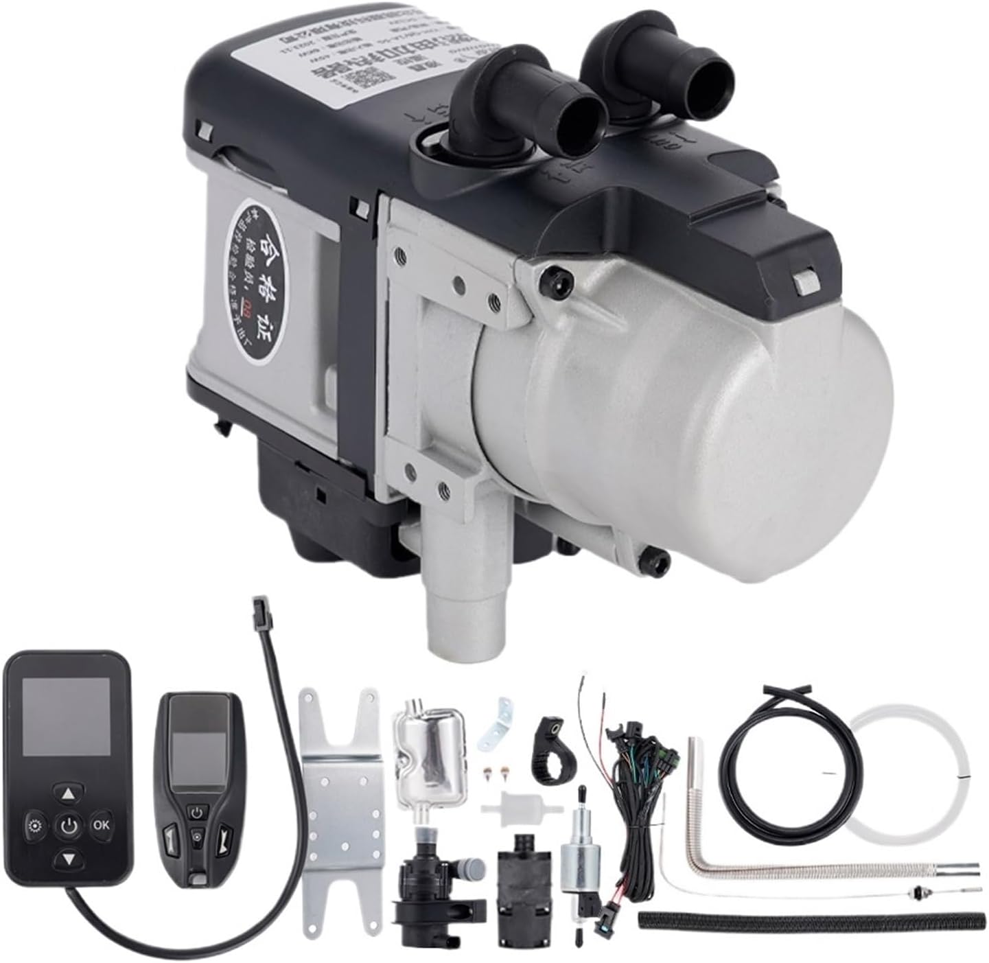 12V 6KW Diesel Fuel Liquid Heater Gasoline Preheater LCD Switch Silencer +Water Pump Parking Heating Device For Trucks Van Car(One-way remote)