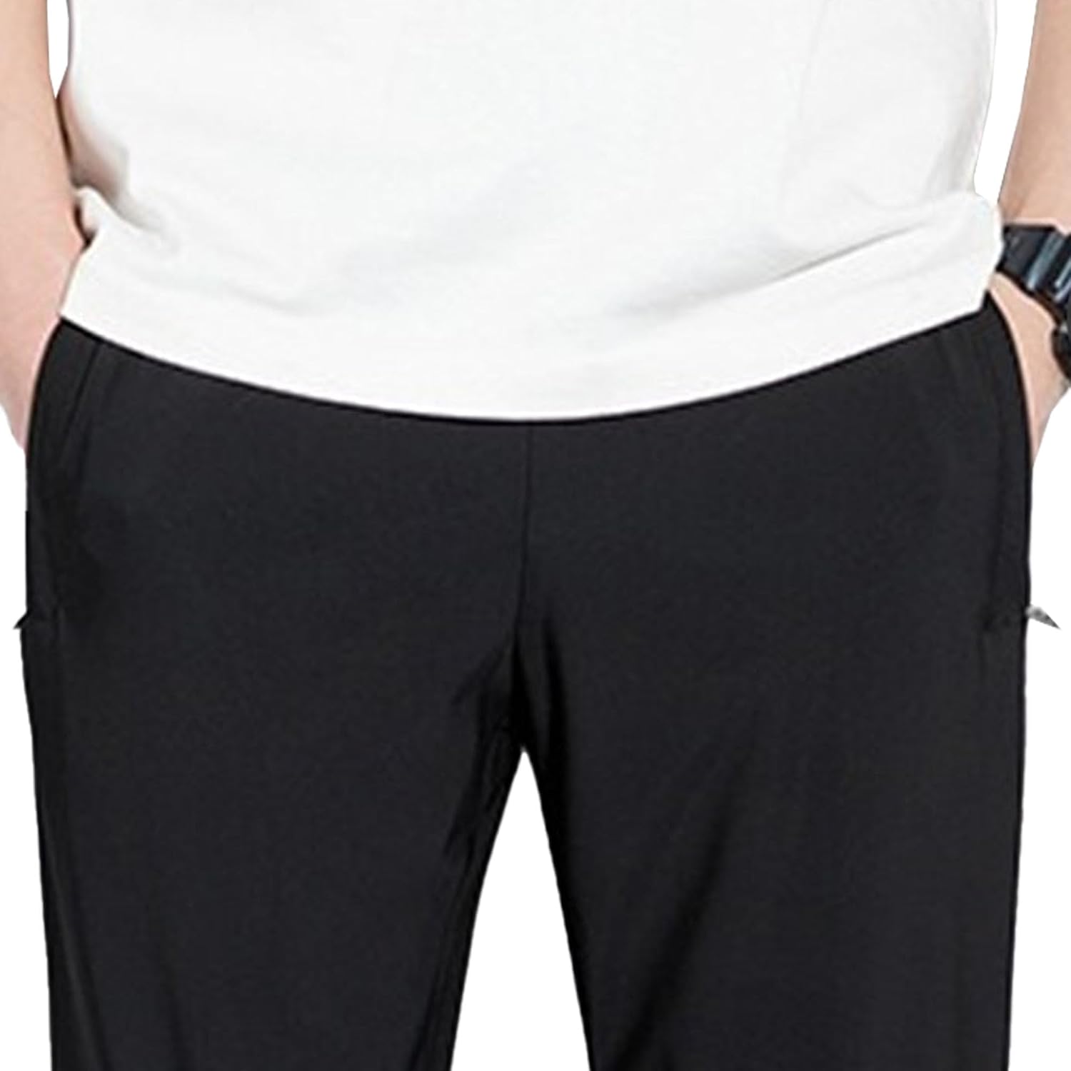 Men's Breathable Solid Classic Workout Pants Stretch Loose Fit Athletic Trousers Basic Drawstring Casual Sweatpants