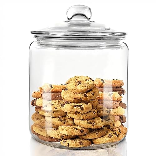 Airtight Glass Jar,Cookie Candy Penny Jar with Leak Proof Rubber