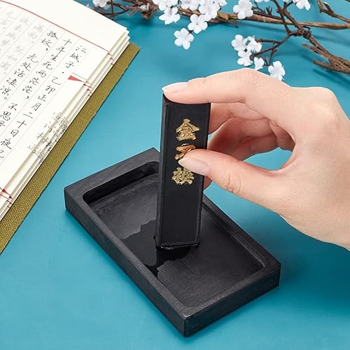 Miniatura 3 de PH PandaHall Piedra de tinta de caligrafía china con barra de tinta, piedras de tinta tradicionales chinas para dibujo Sumi, bandeja de tinta de