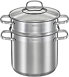 RÖSLE ELEGANCE Pastatopf, Hochwertiger Edelstahltopf zur Zubereitung von Nudeln oder Gemüse, 5 Liter, Edelstahl 18/10, Pastaeinsatz, Innenskalierung, Induktionsgeeignet, Spülmaschinengeeignet