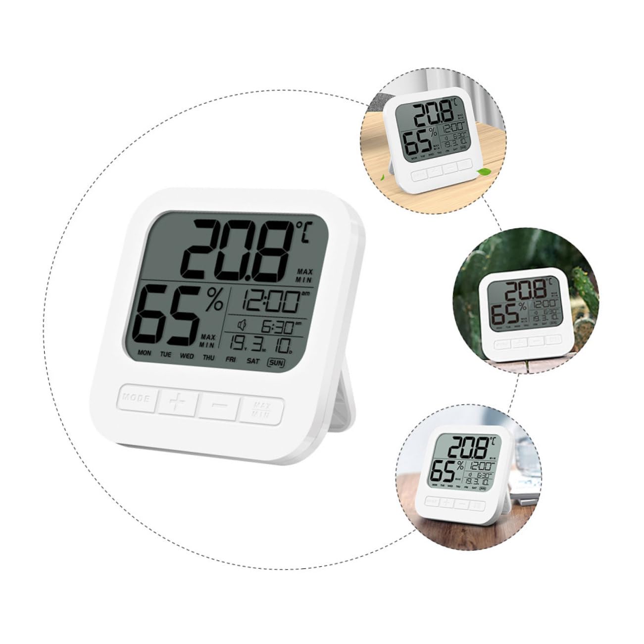 Toddmomy 2pezzi Termometro Igrometro Digitale Per Interni Misuratore Di Temperatura e Umidità Ad Alta Precisione Con Display Lcd Retroilluminato Funzione Allarme e Design Da Parete Ottimo
