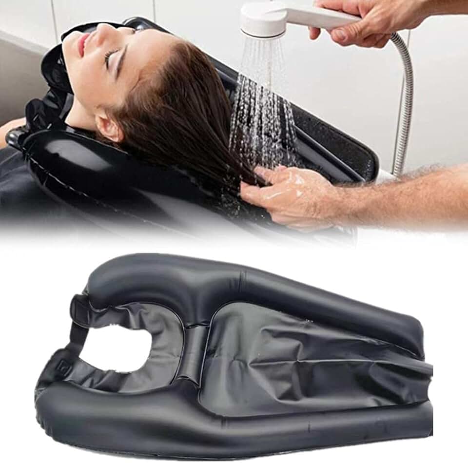 Bacia de lavagem de cabelo inflável, bandeja de lavagem portátil para lavatório de xampu de cabelo, equipamento de salão de beleza, lavatório móvel inflável, ajuda para pessoas com deficiência idosos acamados - Auxiliar para lavagem de cabelo para crianças