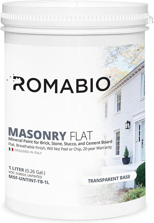 Romabio Masonry Flat, MineralBased Masonry Paint for Brick, Stone
