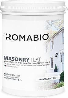 Romabio Masonry Flat, Mineral-Based Masonry Paint for Brick, Stone, Hardie Board, and Stucco, Navy Steel, 1L