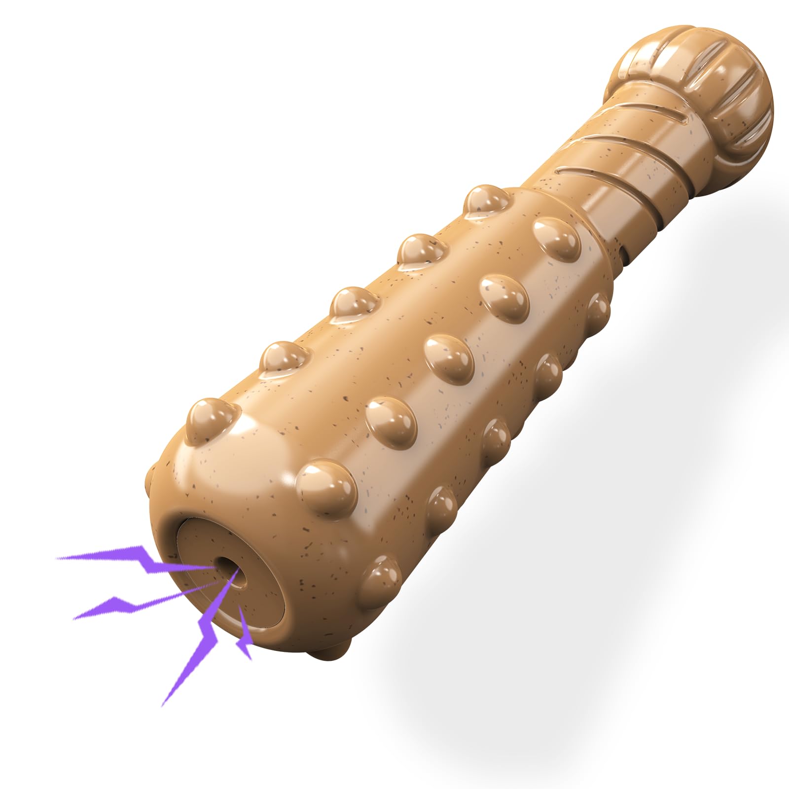 QWKNY Interactive Squeaky Dog Chew Toy - Baseball Bat Shape - for Medium to Large Aggressive Chewers - Non-Toxic, Tough Rubber - Cleans Teeth & Promotes Dental Health - Ideal for Fetch & Play