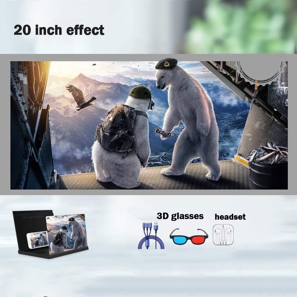 3D Screen Magnifier for Mobile Phones, HD 26" Movie Amplifier with Foldable Stand, Universal Smartphone Enlarger Movies, Videos & Reading, Eye Protection Radiation Reduction(20in)