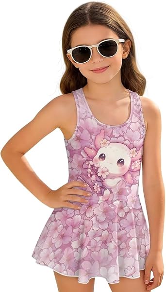 Girls One Piece Swimsuits Quick Dry Swim Dress for Beach Wear Bathing Suit for 3-13 Years