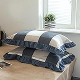 JadeRich Ruffled Pillow Shams Set of 2 Soft Breathable Washed Cotton Zipper Closure Pillowcases Bed Throw Pillow Covers