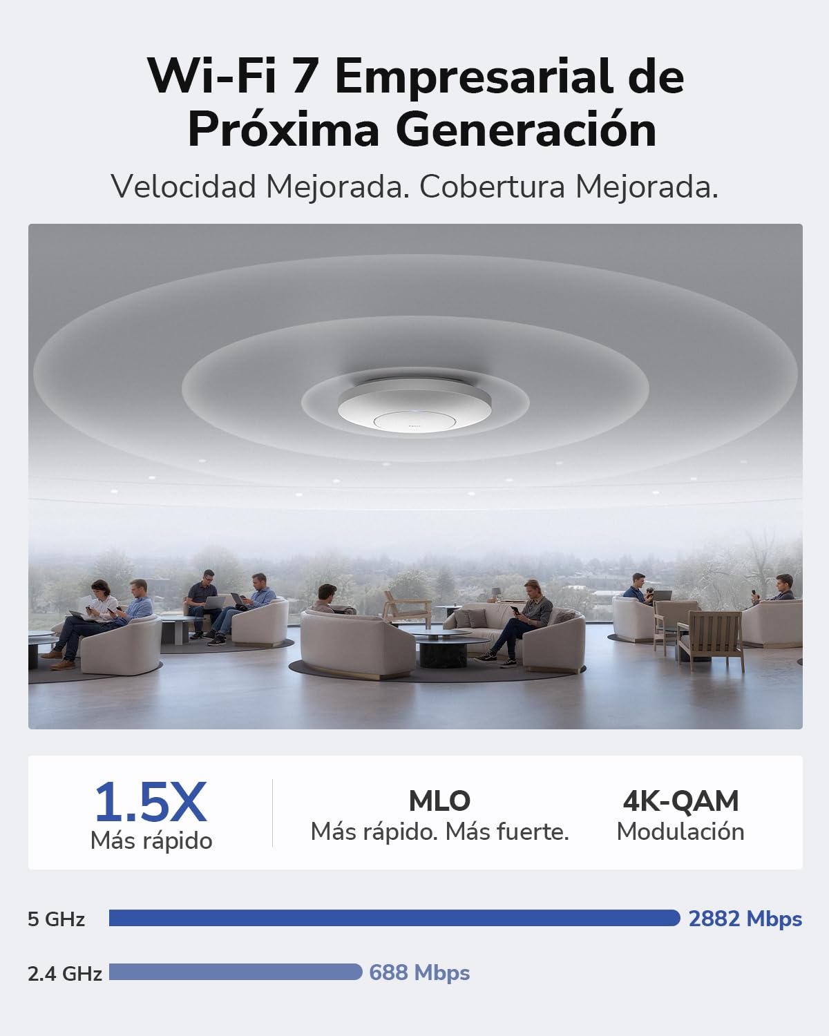 Cudy BE3600 Punto de Acceso Inalámbrico Wi-Fi 7 de Doble Banda, 4 Transmisiones, Puerto 2.5G, MU-MIMO, Cudy App Control, Roaming sin Costuras, Alimentación PoE o CC, AP3600