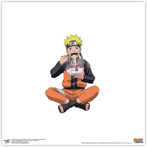 Miniatura 10 de Trends International Gallery Pops Naruto Shippuden - Naruto Uzumaki Eating Noodles - Arte de pared con marco negro, 12 x 12 pulgadas