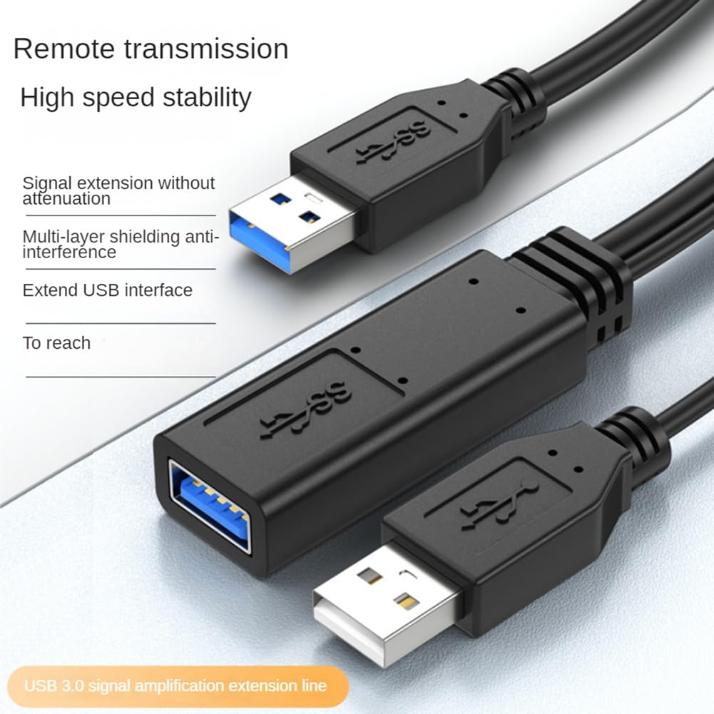 Kabel przedłużający USB 3.0 męski do, aktywny przedłużacz USB ze wzmacniaczem sygnału 49,2 stopy/15 metrów, staranna produkcja i