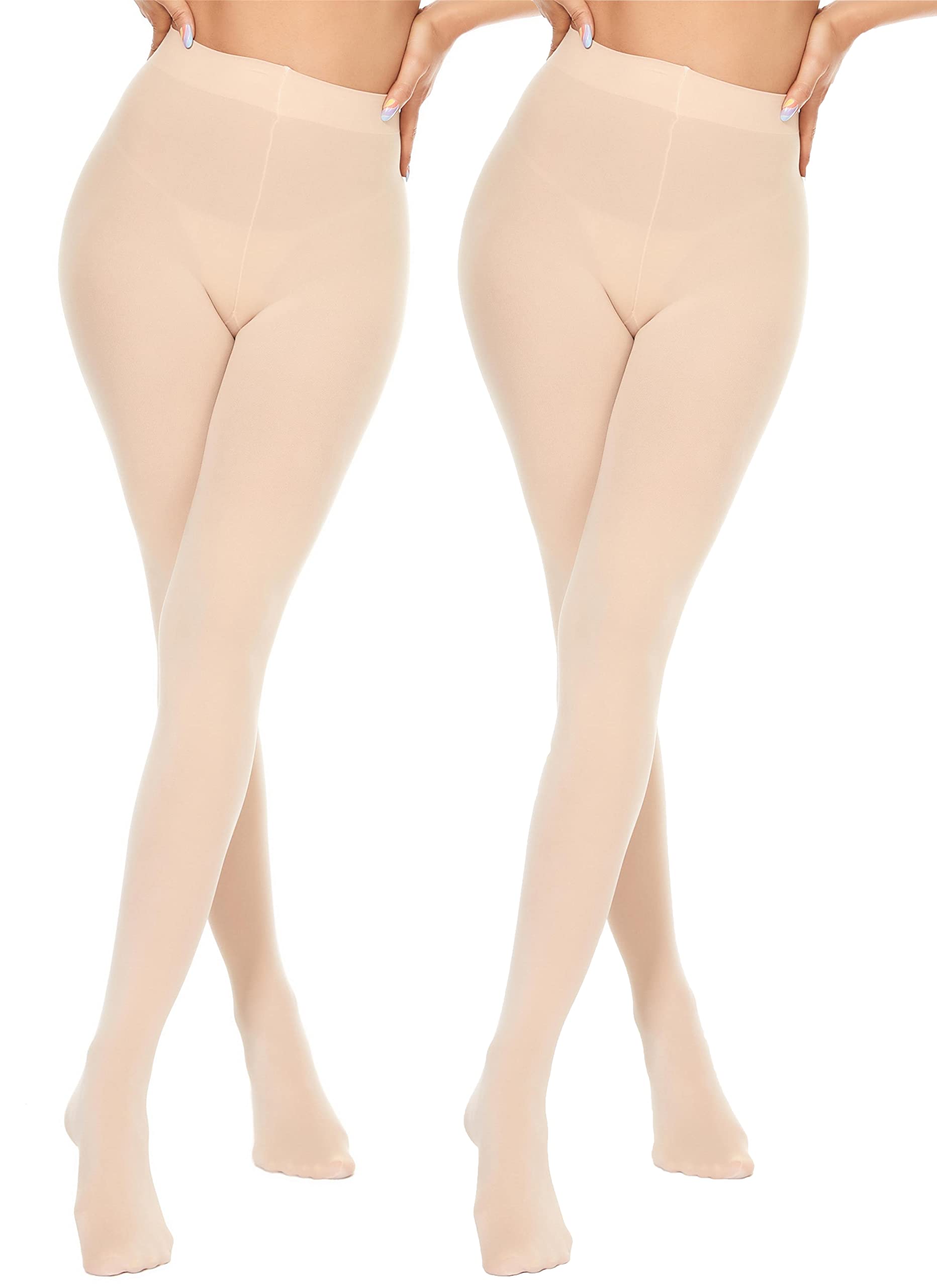 Sponsored Ad – DUCMODA 2 Pairs Womens 80 Denier Opaque Tights, Soft Solid Color Footed Tights for Women, Stretchy Pantyhose