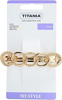 مشبك شعر معدني مقاس 7.5 سم من تيتانيا، لون ذهبي، 8218