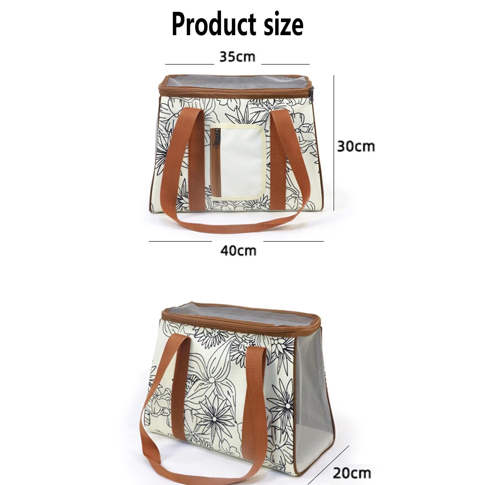 Transportín para Gatos Blando Plegable Antifugas Ventilado para para Coche/Veterinario/Viaje para Gatos/Perros de hasta 17 Libras(White with Orange 2Pcs)