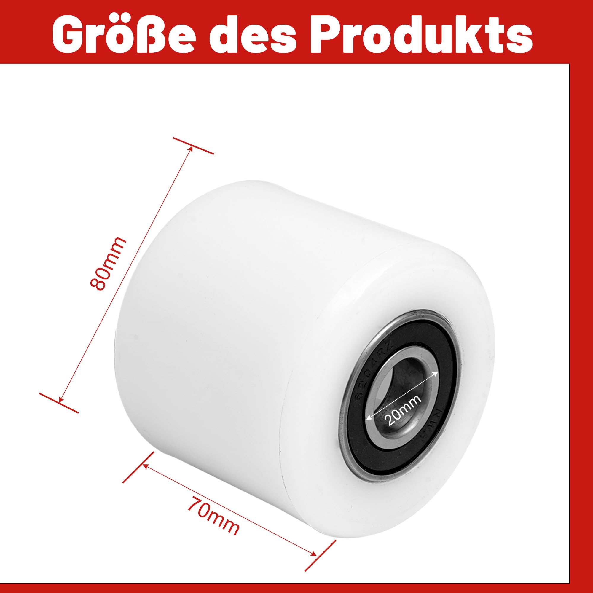 4 Stück Nylon Hubwagen Rollen 80 x 70 mm Laufrollen mit Kugellager Rollen für Hubwagen Ersatzrollen