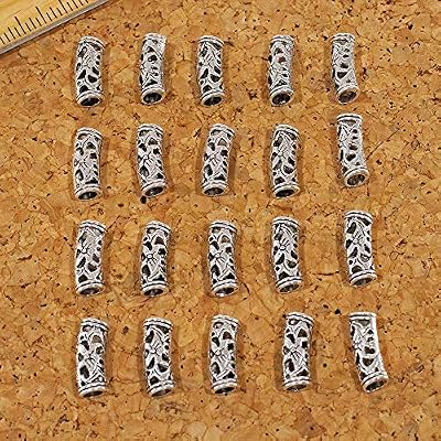 20 Pack (Gold) Set of Curved Viking Runes Metal Beads - Vintage Charms for Hair Braids, Bracelets, Necklaces, and DIY Jewelry