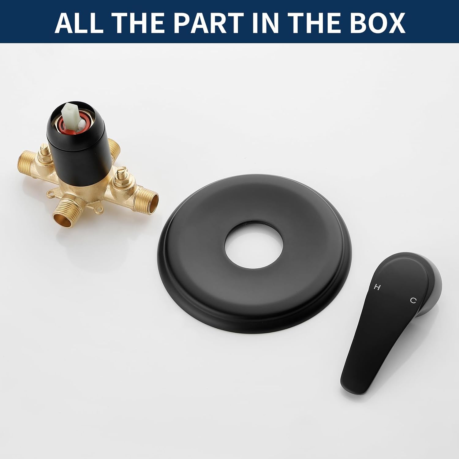 Shower Valve Trim Kit with Tub Spout Matte Black Tub Shower Rough-In Mixer Valve Bathroom Trim Kit