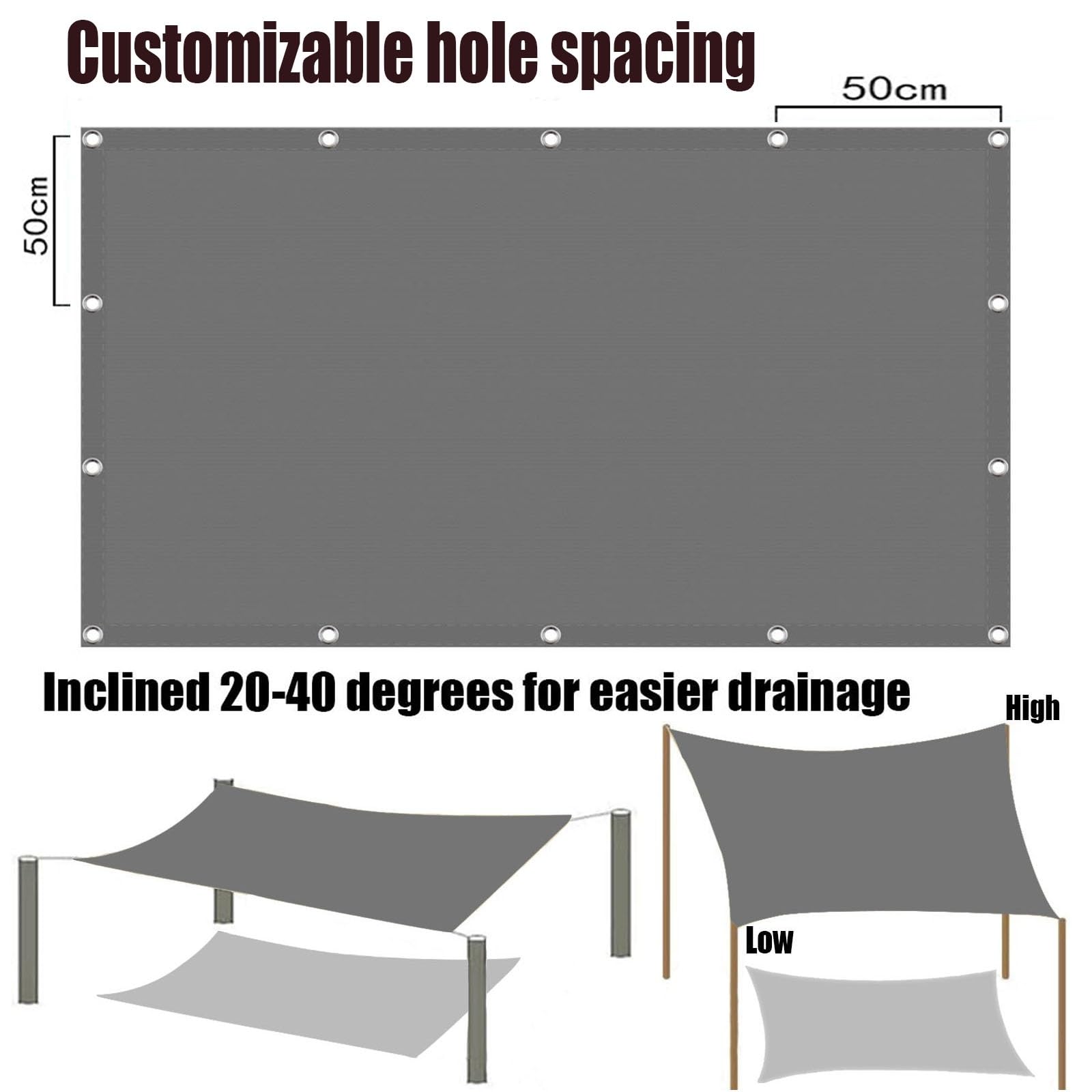 Filet d'ombrage 2 x 3 m Robuste et Stable Tissu Résistant Ombrage Imperméable Toile Filet d'ombrage avec Oeillets pour Couverture Serre Patio Plante, Blanc