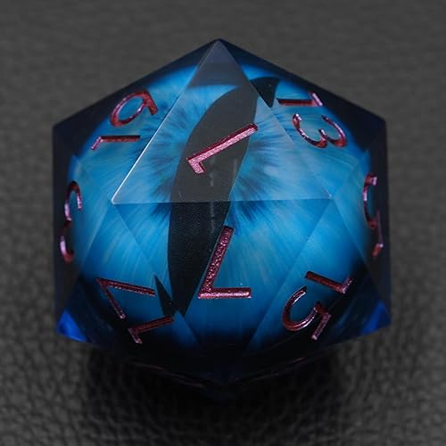 Miniatura 5 de Sharp Edge Eyeball D20 - Dados grandes individuales con estuche de regalo, dados de ojo móvil de dragón para Calabozos y Dragones (globo ocular azul