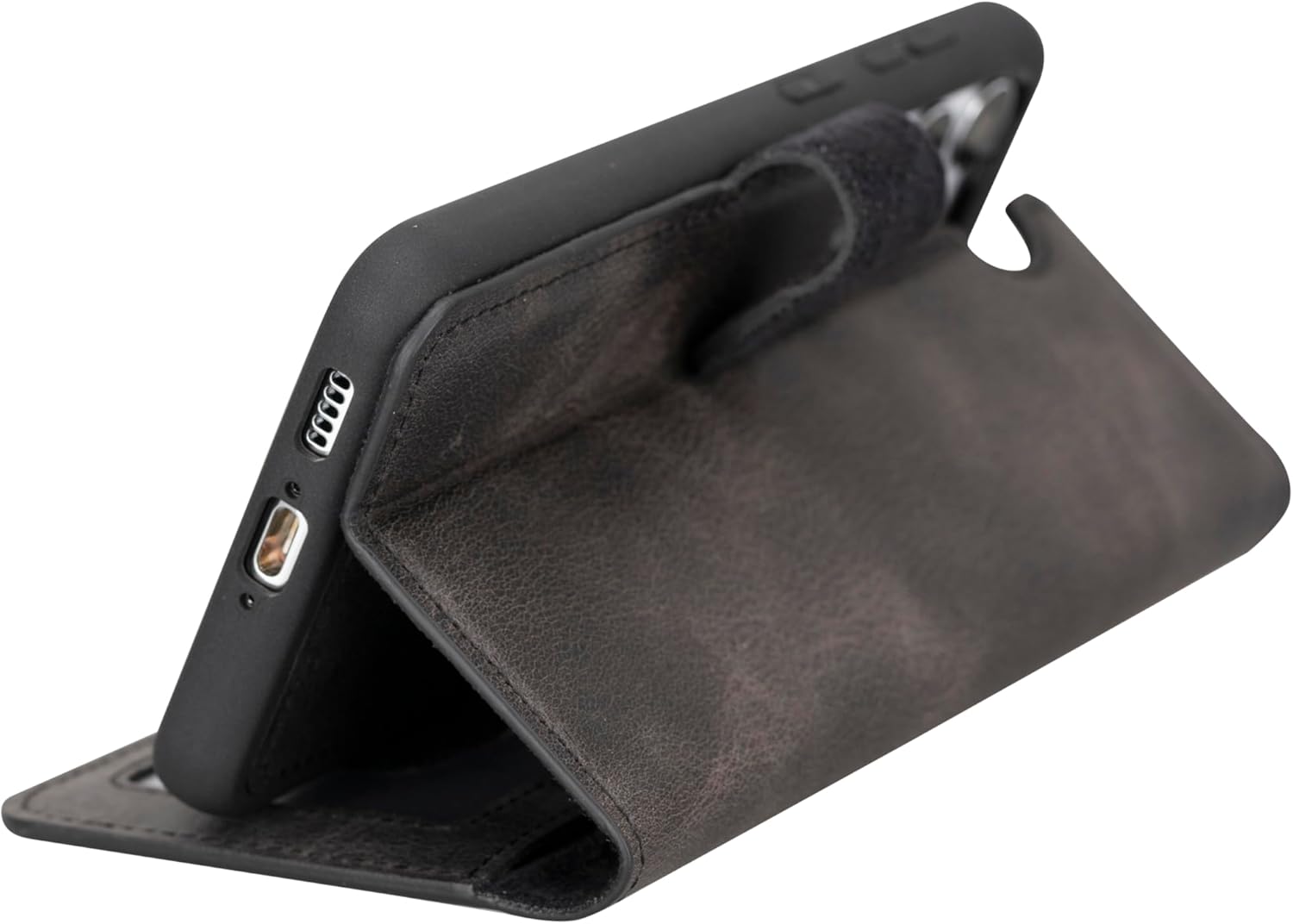 HARDISTON Premium Leather Handmade Wallet Case Compatible with Samsung Galaxy - Detachable Magnetic Flip Cover with Card Holder & Kickstand (Black, Samsung Galaxy S26 Plus)