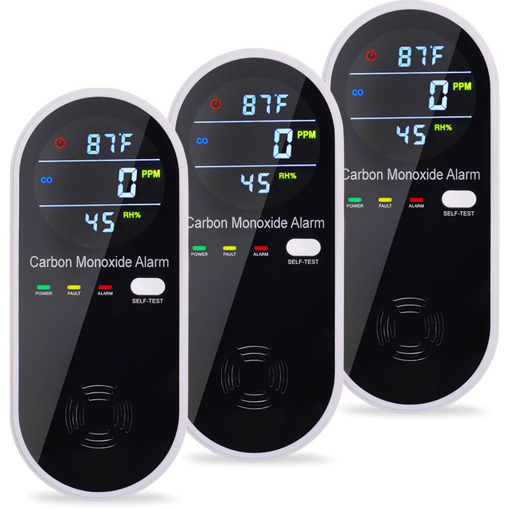 WESHLGD Carbon Monoxide Detectors, Plug in Type CO Alarm Monitor with Clear LCD Display, 3-in-1 Carbon Monoxide Detector (CO, Temperature and Humidity Display), Easy to Read & Install