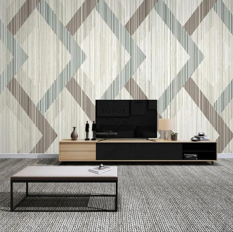 Papier peint 3D rétro au design géométrique et texture murale chic