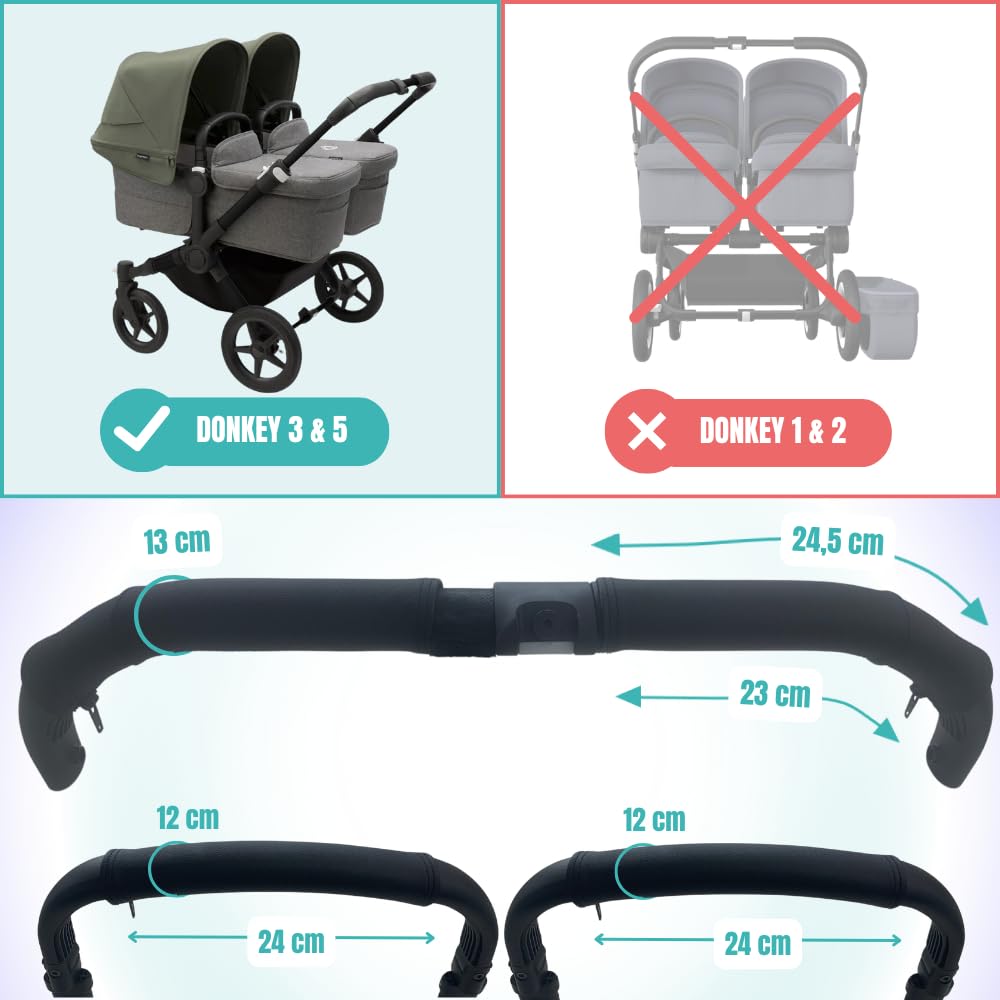 PROTEC TIF | Pack de Fundas de Polipiel Compatible con Bugaboo Donkey 3 y 5 (Se colocan sobre las fundas originales)