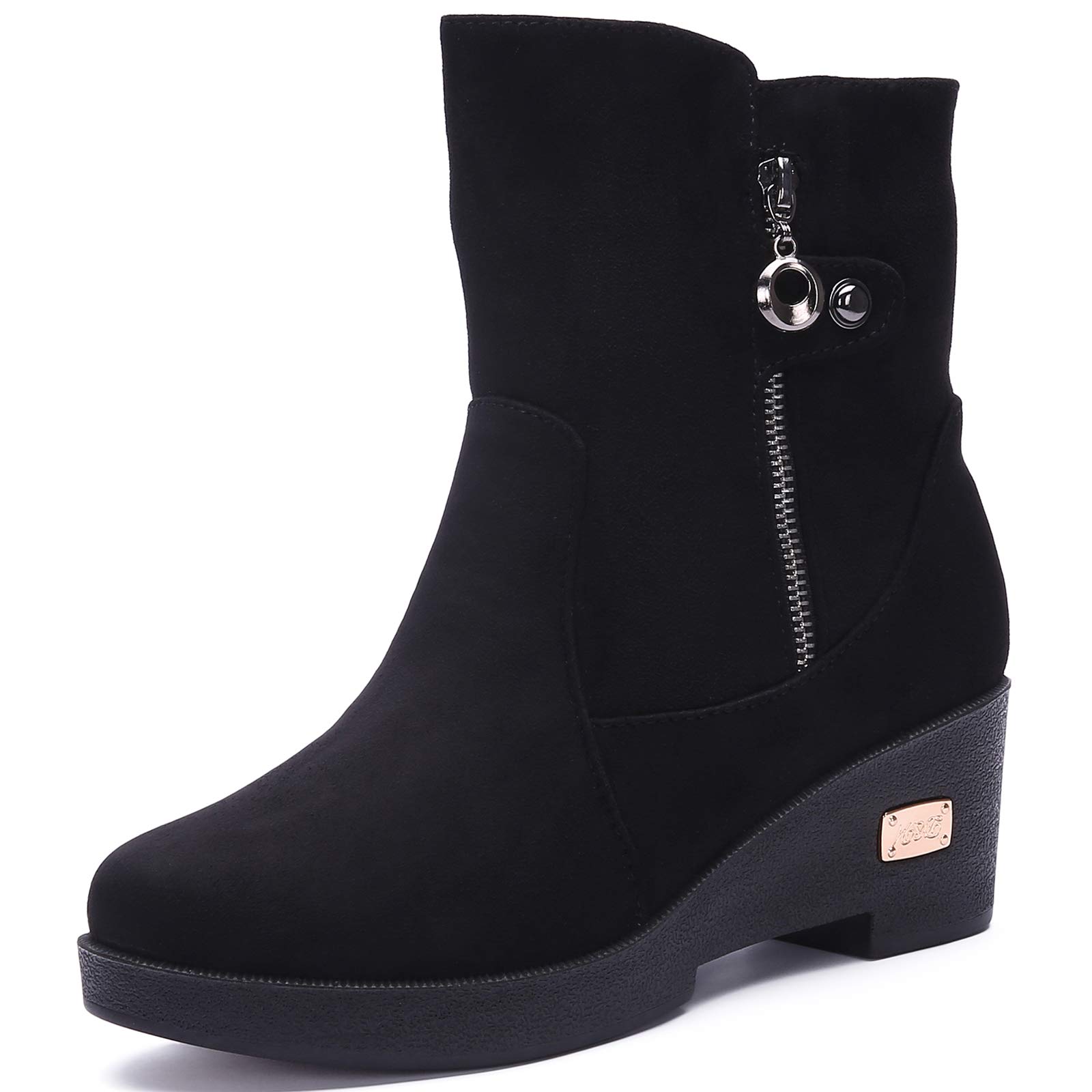 Gaatpot Gaapot Stivaletti Inverno Donna Stivali da Neve con Zeppa | Stivaletto Invernali, Stivale Caldo Pelo Foderato, Scarpe Con Cerniera, Comodi Eleganti