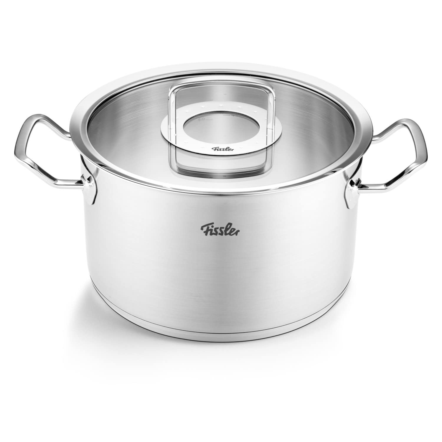 Fissler Original,Profi Collection Set di pentole in acciaio inox, 5 pezzi, pentole con coperchio in vetro 3 pentole, 1 padella e 1 padella da portata , induzione